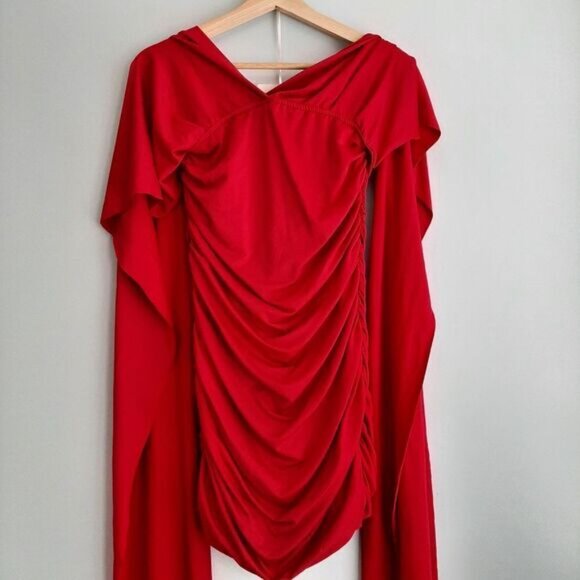 QED LONDON Multi Way Ruched Mini Dress Red Sz S - Picture 8 of 14